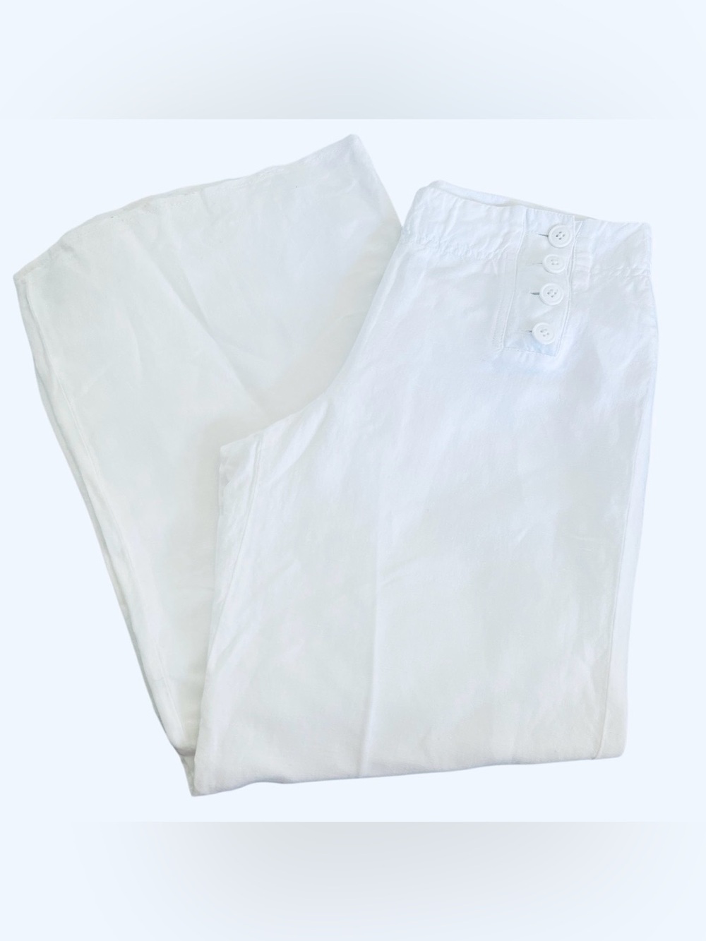 Larry Levine White High-Waist Button Front Pants